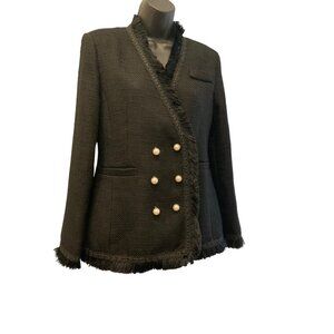A N L  JACKET black CH36 H40  26 long   Medium  pearl buttons